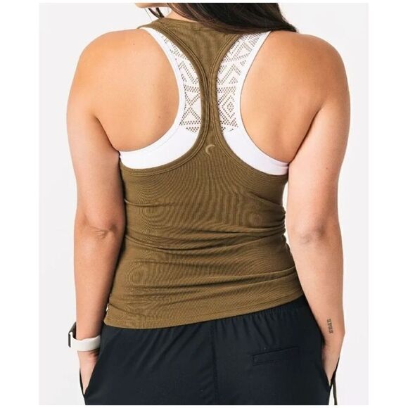 Zyia Vida ScrunchyOlive Green Racer Tank Medium - Picture 2 of 8